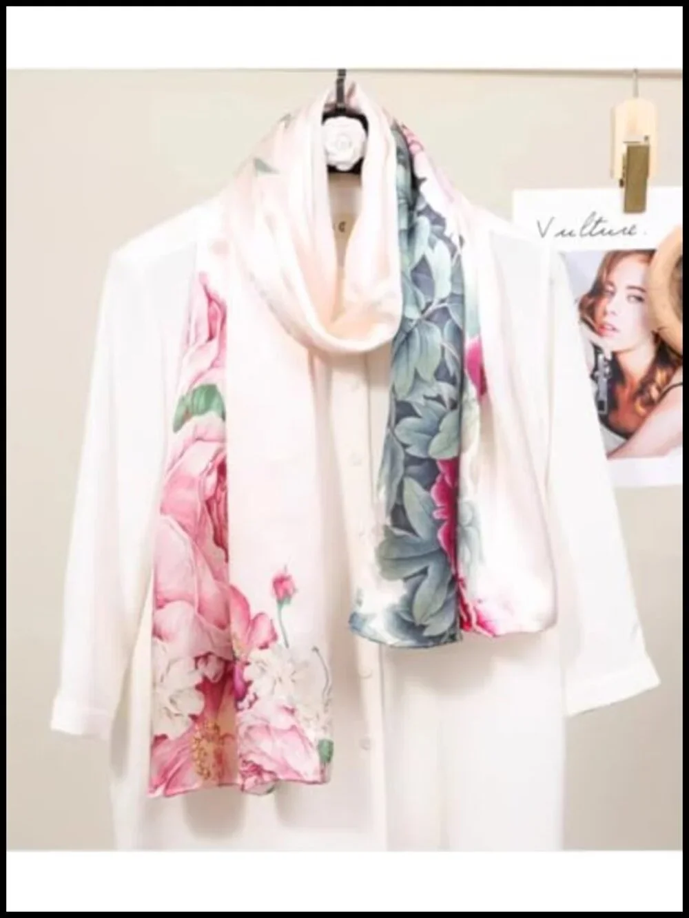 100% Silk Long Oblong Scarf Women Shawl Wrap Versatile Gift